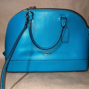 Coach Turquoise Pebbled Leather Dome Satchel